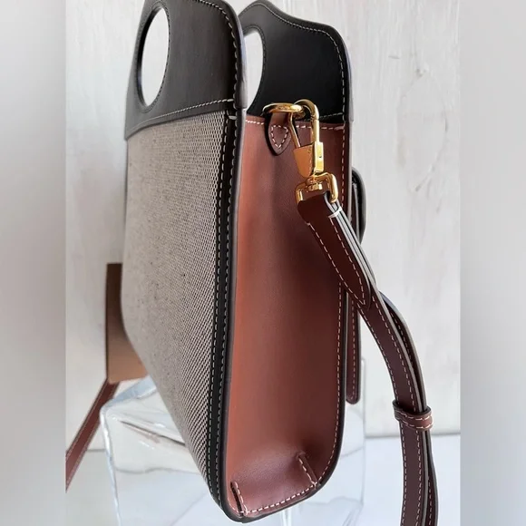 BURBERRY Horseferry Logo Canvas and Leather Pocket Bag - Picture 8 of 14